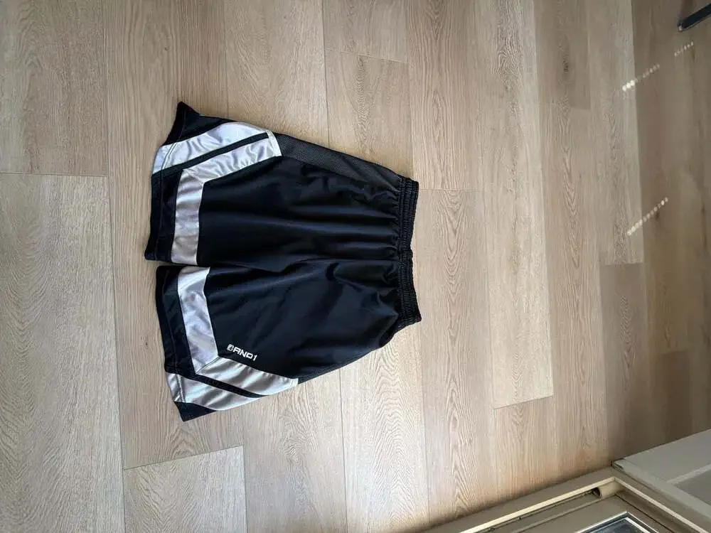 AND1 Men's Black and Silver Mesh Basketball Shorts Size L